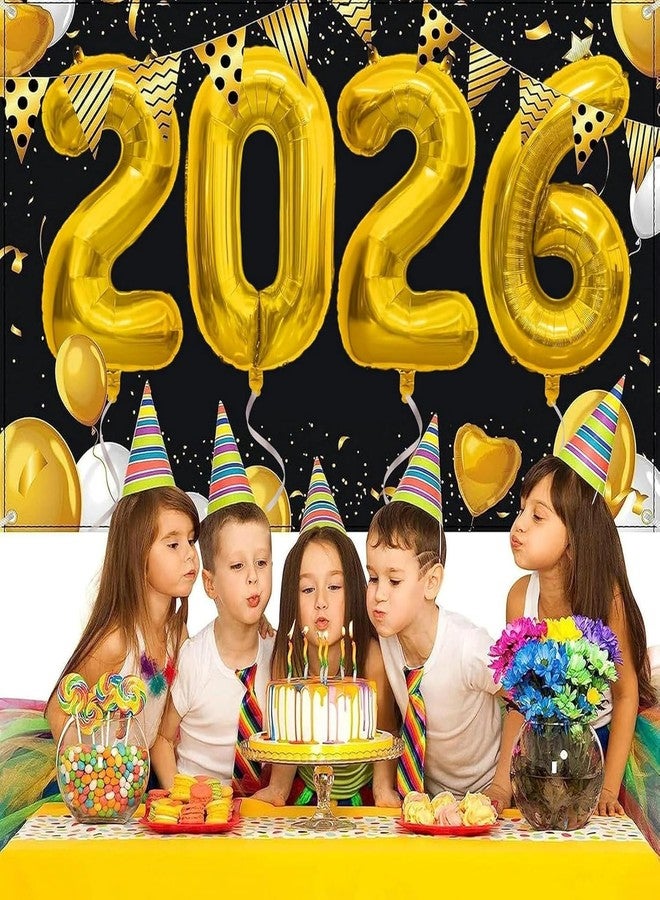 Partunay بالون فويل يحمل الرقم الأخير "Partunay Happy Golden Newyear 2026" لتزيين رأس السنة، وديكورات رأس السنة، ومستلزمات حفلات عيد الميلاد. - Image 2